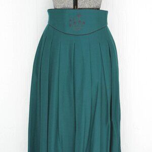 80's green teal midi wool austrian maxi skirt with belt - size 38 European